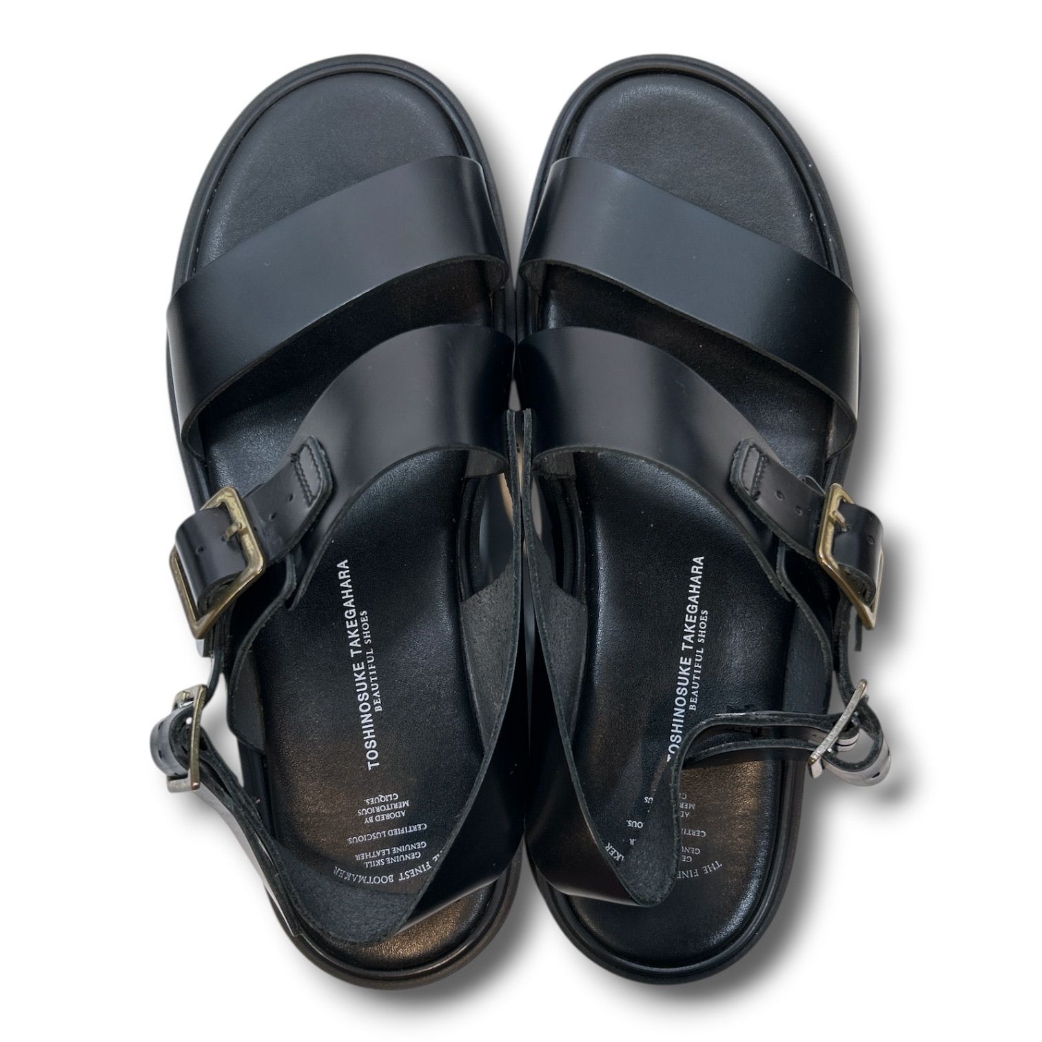 TOSHINOSUKE TAKEGAHARA サンダル 黒 23.5 TOSHINOSUKE TAKEGAHARA トシノスケタケガハラ BEAUTIFUL SHOES レザー