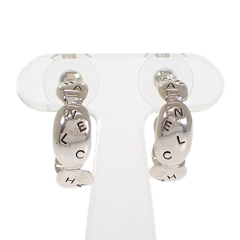 シャネル CHANEL ロゴ フープ ピアス シルバー925 レディース