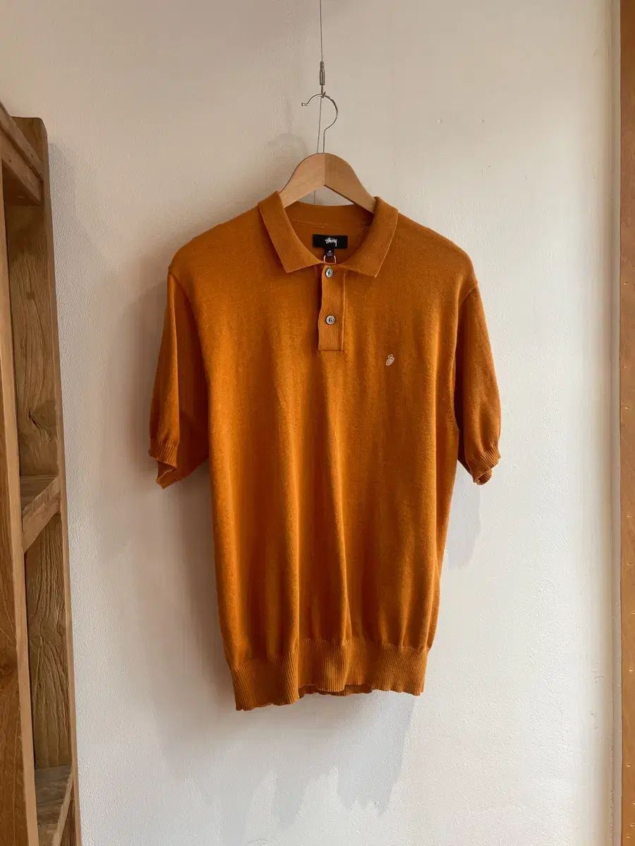 STÜSSY Classic Short-Sleeve Polo Sweater (Orange)