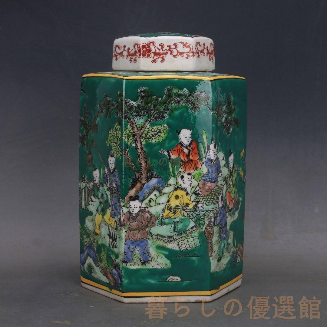 上品】粉彩人物 茶缶 六方 景徳鎮 茶道具 陶磁器 美術品 zw427 - メルカリ