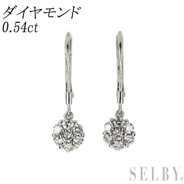 K18WG/ K14WG ダイヤモンド ピアス 0.54ct ジャーマンフック