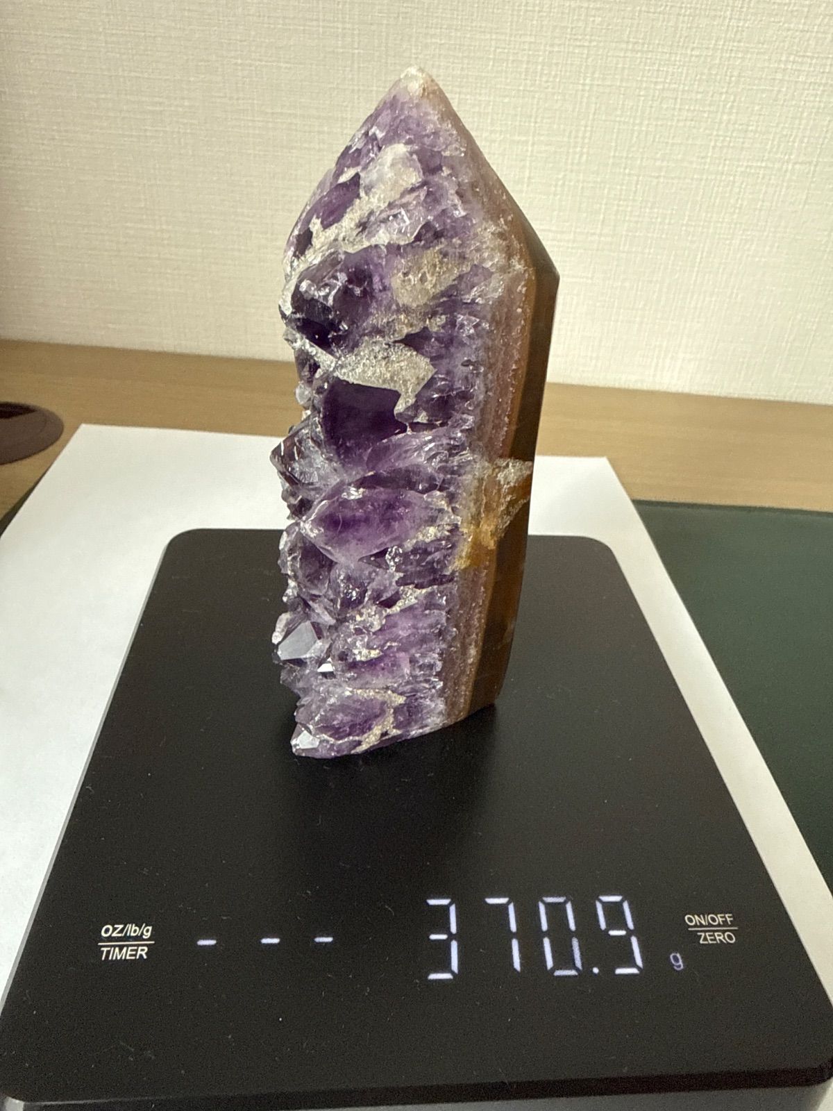 天然アメジスト ポイント 濃紫 ドゥルージー 瑪瑙磨き仕上げ 原石