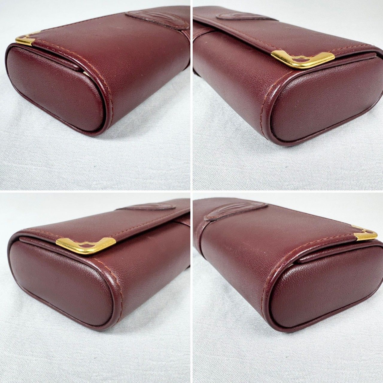 希少品！Cartier カルティエ マストライン 眼鏡ケース ボルドー 美品】Cartier カルティエ マストライン レザー メガネケース ボルドー