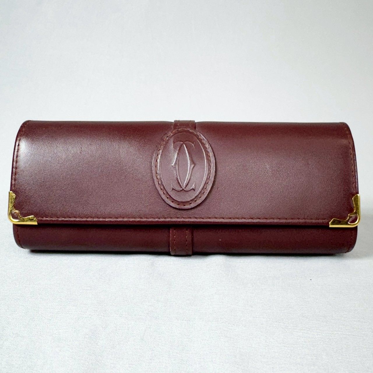 【ヴィンテージ】 カルティエ マストライン ケース ボルドーレザー 美品】Cartier カルティエ マストライン レザー メガネケース ボルドー