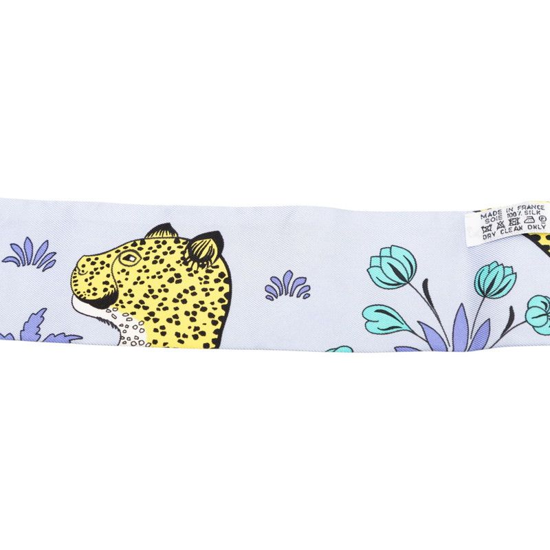 エルメス ツイリー LES LEOPARD レオパード スカーフ ブルー イエロー