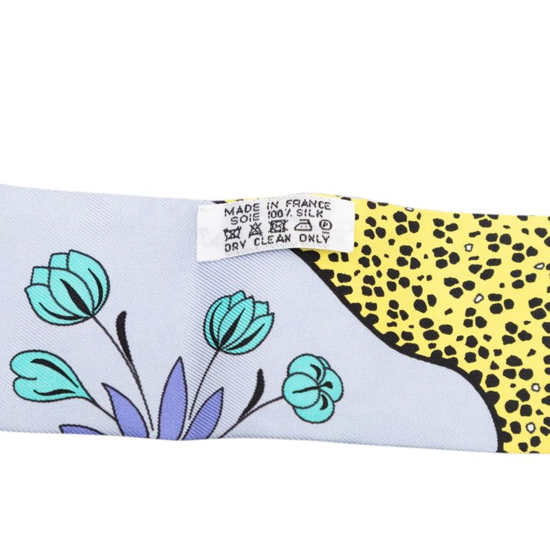 エルメス ツイリー LES LEOPARD レオパード スカーフ ブルー イエロー