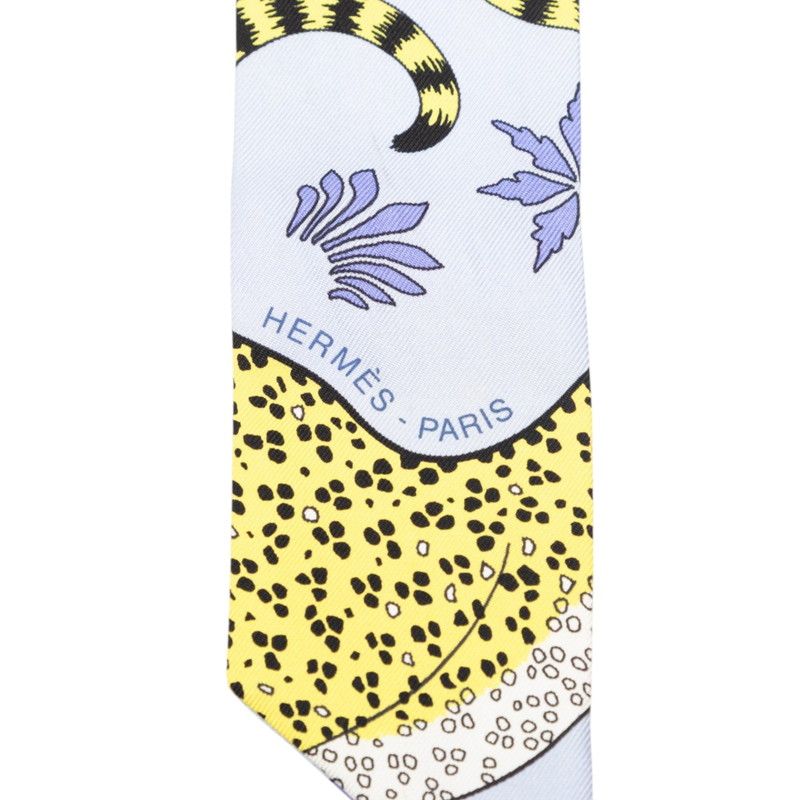 エルメス ツイリー LES LEOPARD レオパード スカーフ ブルー イエロー