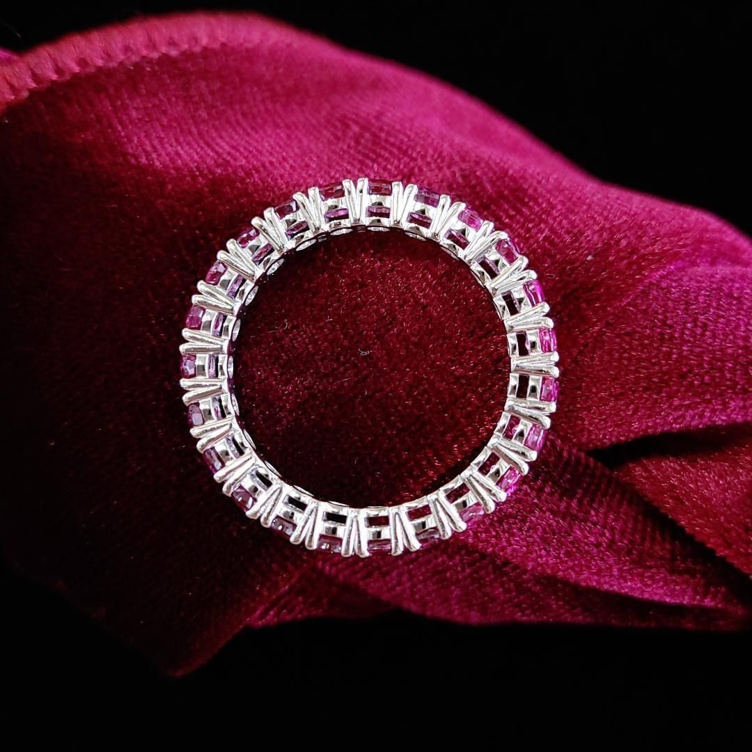 情熱の赤！永遠の愛！フルエタニティ 3.33ct ルビー K18WG リング 