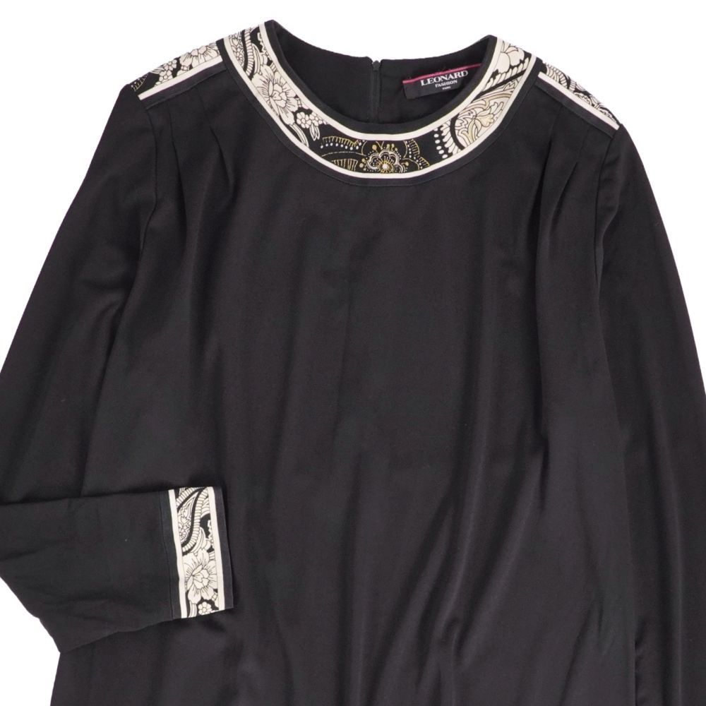LEONARD レオナール 長袖ワンピース 美品 レオナール LEONARD FASHION ワンピース ロングスリーブ 長
