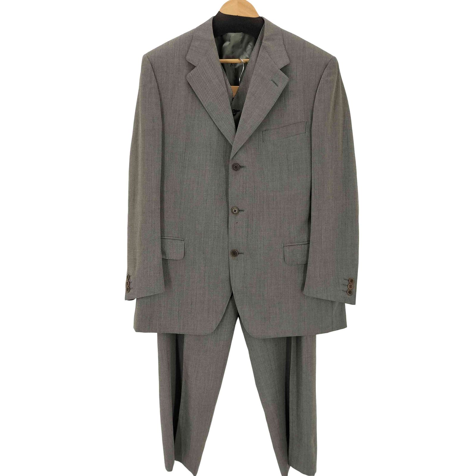 【最高級】カナーリ セットアップスーツ 44 グレー ストライプ イタリア製 カナーリ CANALI イタリア製 ベスト付き セットアップ メンズ 52