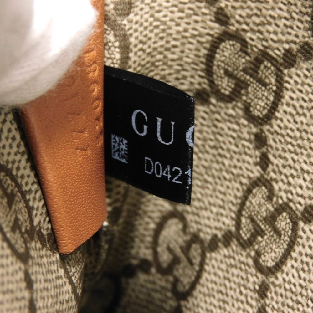 GUCCI グッチ ロゴ プリント ポーチ キャンバス ライトブラウン リスト