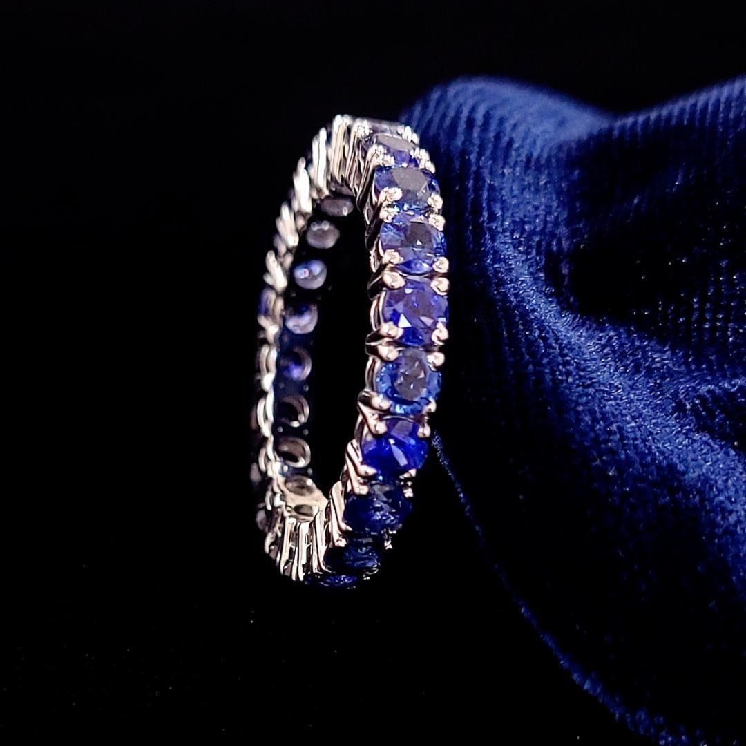至高の逸品！4.17ct サファイア K18 WG フルエタニティリング 鑑別