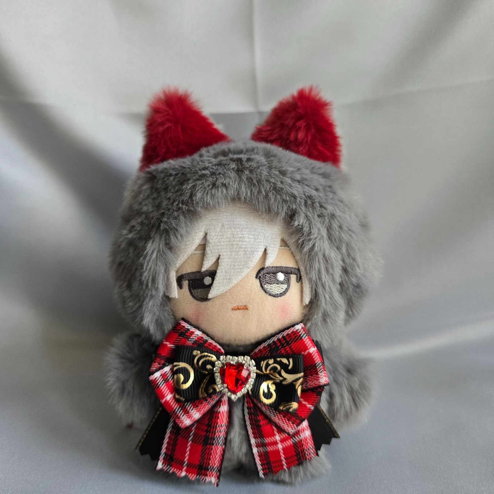 ちびぐるみ ぬい服 11cm 着ぐるみ グレー(内耳 ワイン) しっぽ付