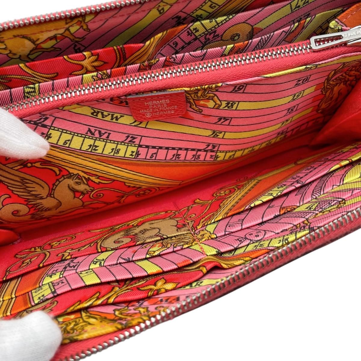 HERMES エルメス アザップ シルクイン　ヴォーエブソン　長財布　赤 ☆エルメス 長財布 アザップ シルクイン ロング A刻印 ヴォーエプソン