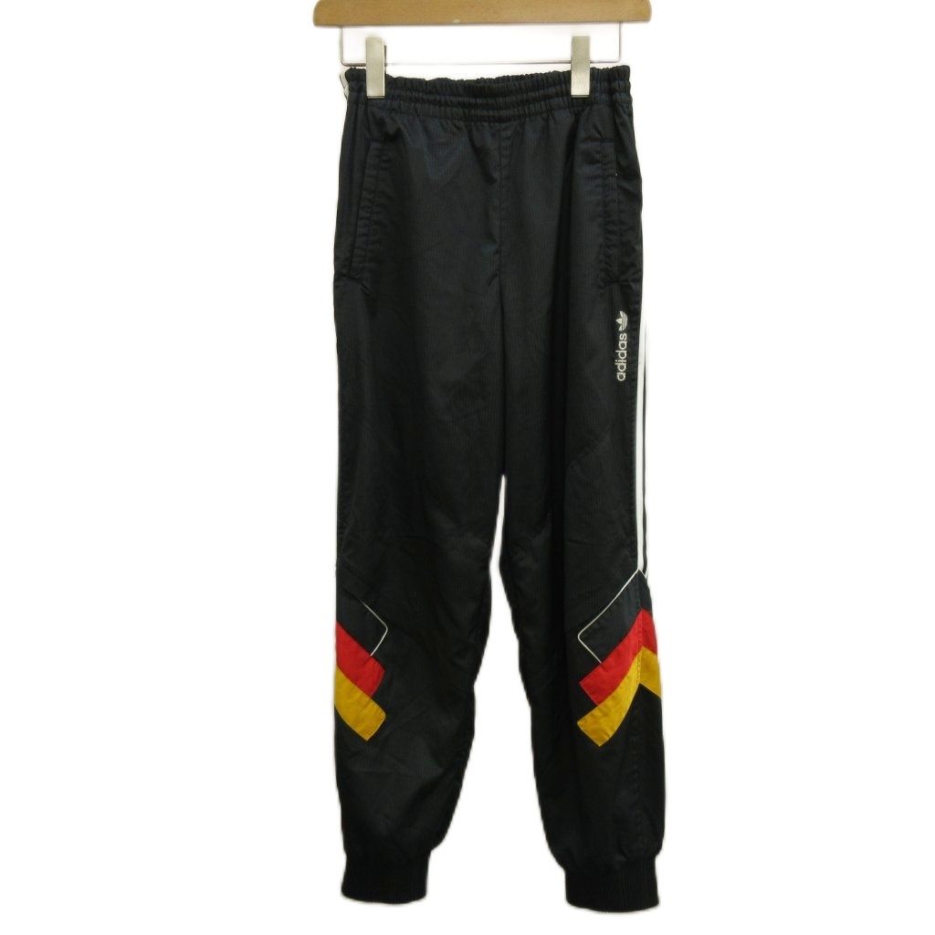 アディダス adidas ドイツ代表モデル トラックパンツ ジョガーパンツ ジャージ M 黒 ブラック マルチカラー ロゴ ASR-8151P /PP