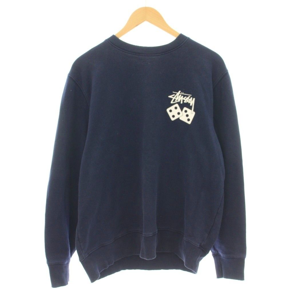 ステューシー STUSSY スウェット トレーナー 裏起毛 ロゴ サイコロ 長袖 S ネイビー 紺 /☆G12