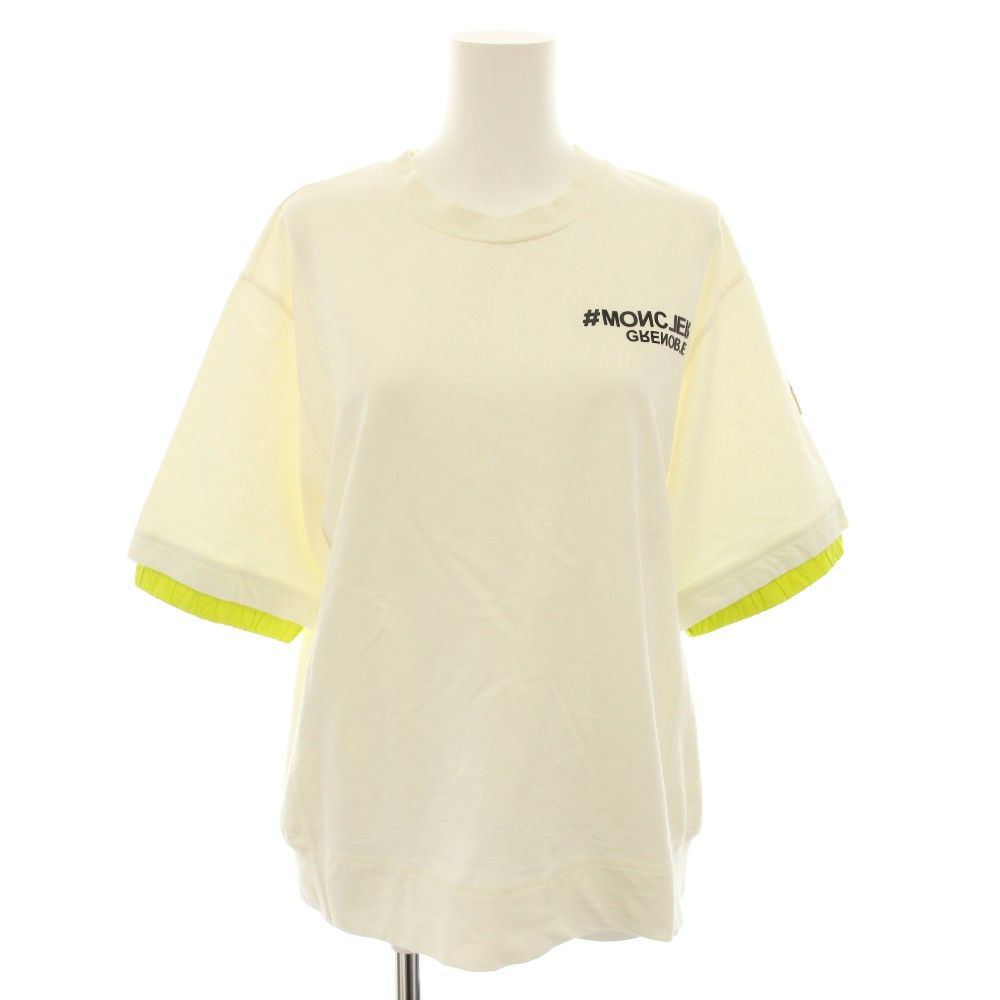 モンクレール MONCLER グルノーブル GRENOBLE Tシャツマニカコルタ T-SHIRT MANICA CORTA カットソー クルーネック 半袖 ロゴ メッシュ切替 L アイボリー I10988C00001 /YT28