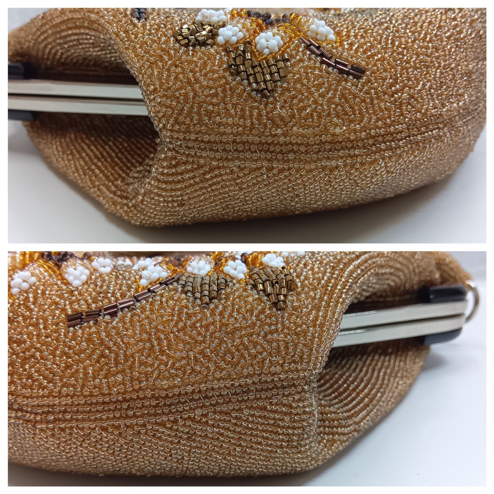 多少訳あり🔴 昭和レトロ 希少レア 🔷 前面総柄 ビーズ刺繍バッグ