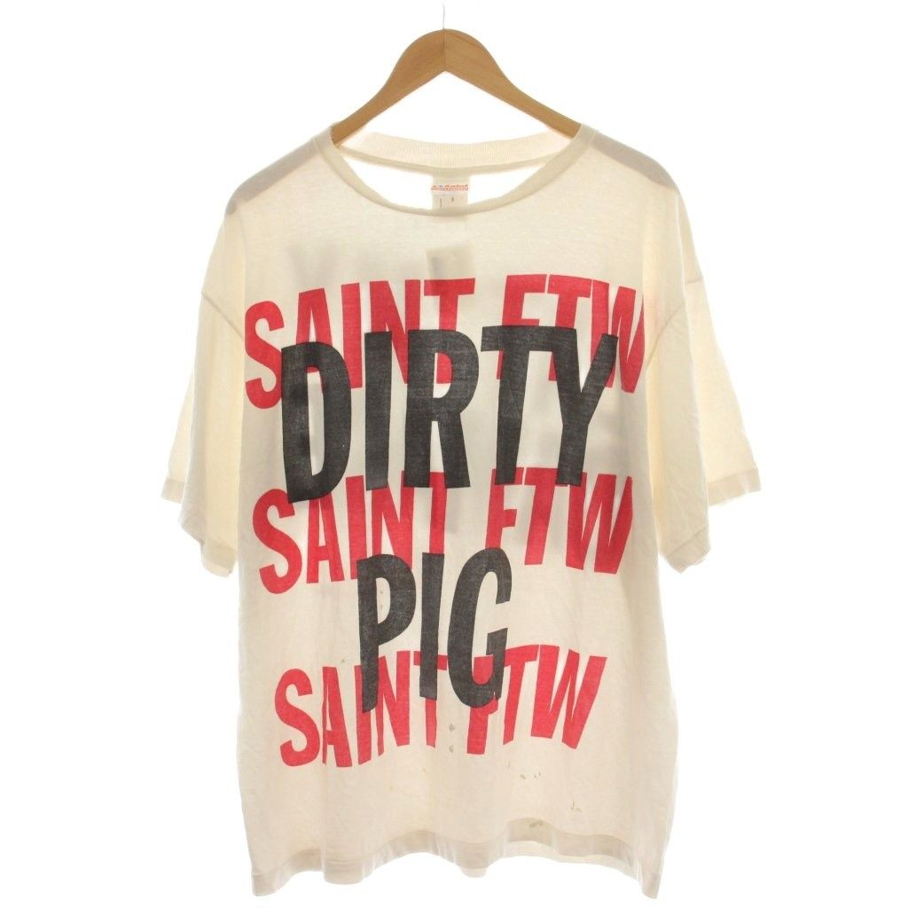 セントマイケル SAINTMICHAEL 25SS AINT DIRTY FUCKER DIRTY PIG Tシャツ 半袖 L アイボリー SM-HR8-0000-021 /☆G11