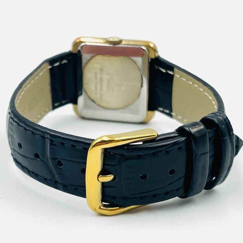 RADO ラドー スクエア 腕時計 ゴールド文字盤 ブラックレザーベルト