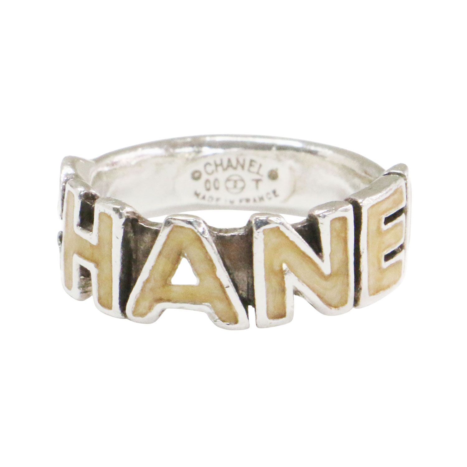 CHANEL vintageリング サイズ12号 CHANEL シャネル リング サイズ:12号 ロゴリング 指輪 メタル