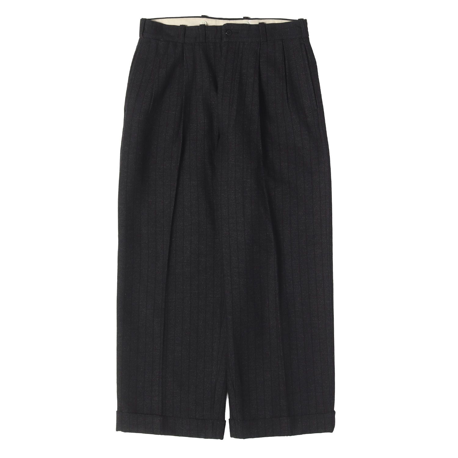 BELAFONTE ベラフォンテ パンツ チャコールグレー サイズ:M HAMMERALLS コットン/ウール ストライプ トラウザーパンツ 日本製 ボトムス ズボン【メンズ】【中古】