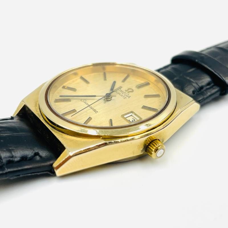 OMEGA オメガ シーマスター クォーツ ゴールド文字盤 デイト 1970-80s