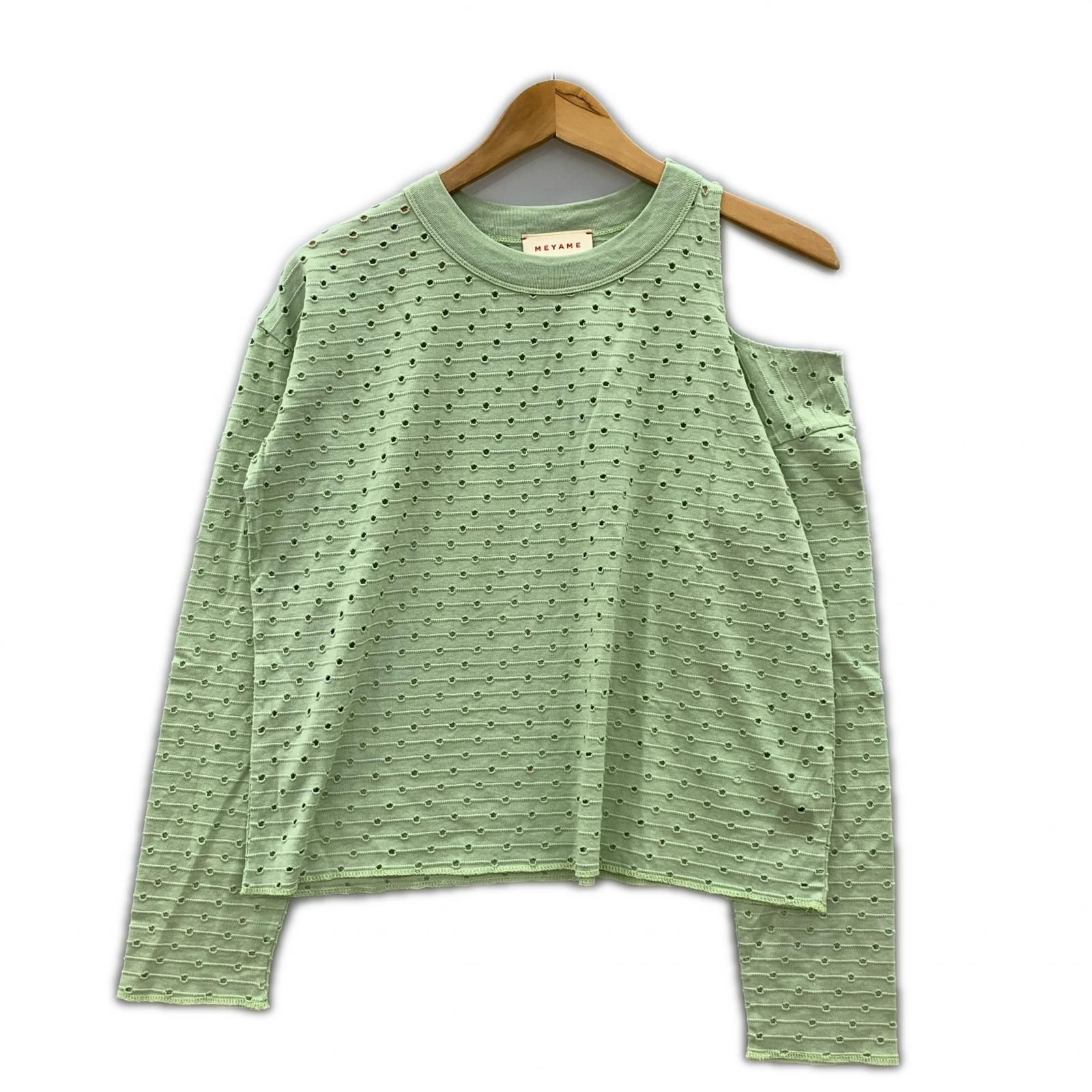MEYAME メヤメ MEY-2004 DOT HOLE JACQUARD LONG SLEEVE TEEカットソー sizeFREE/イエローグリーン