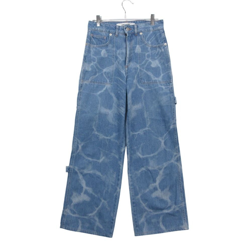 オーヴァルスクエア oval square デニムパンツ Player Jeans AOP ジーンズ 5ポケット ジップアップ ワイド 皮革刺繡ロゴ コントラストポケット ライトブルー 26【M】 レディース 【中古】 7,300円