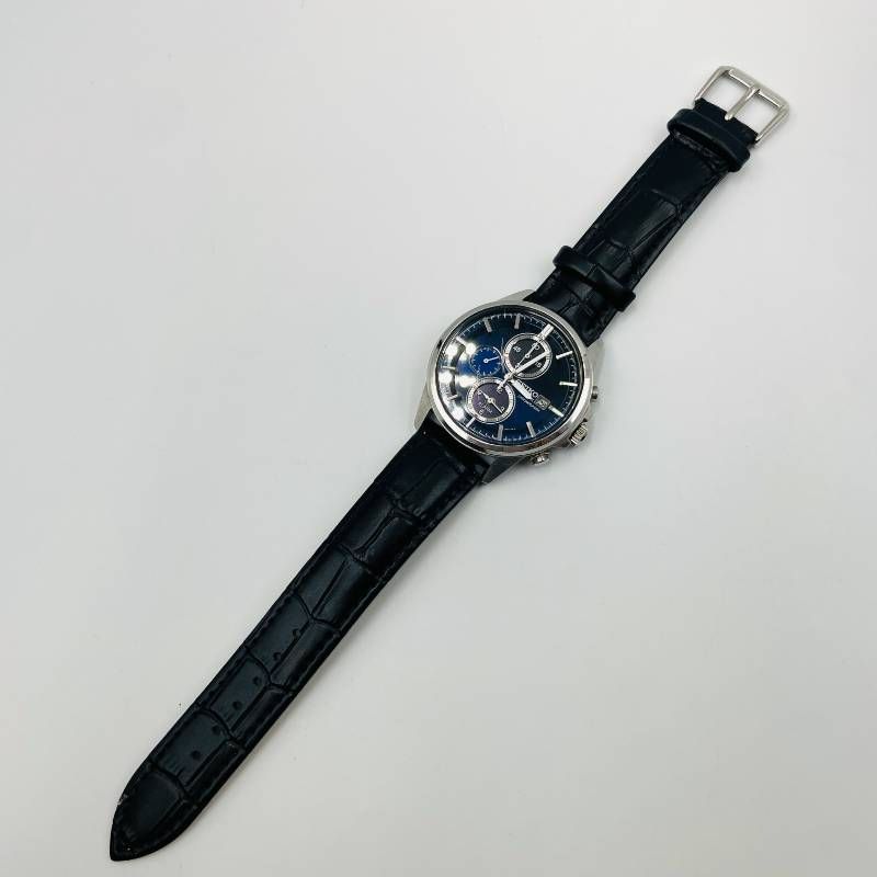 セイコー SEIKO クロノグラフ アラーム ディープブルー文字盤 V172