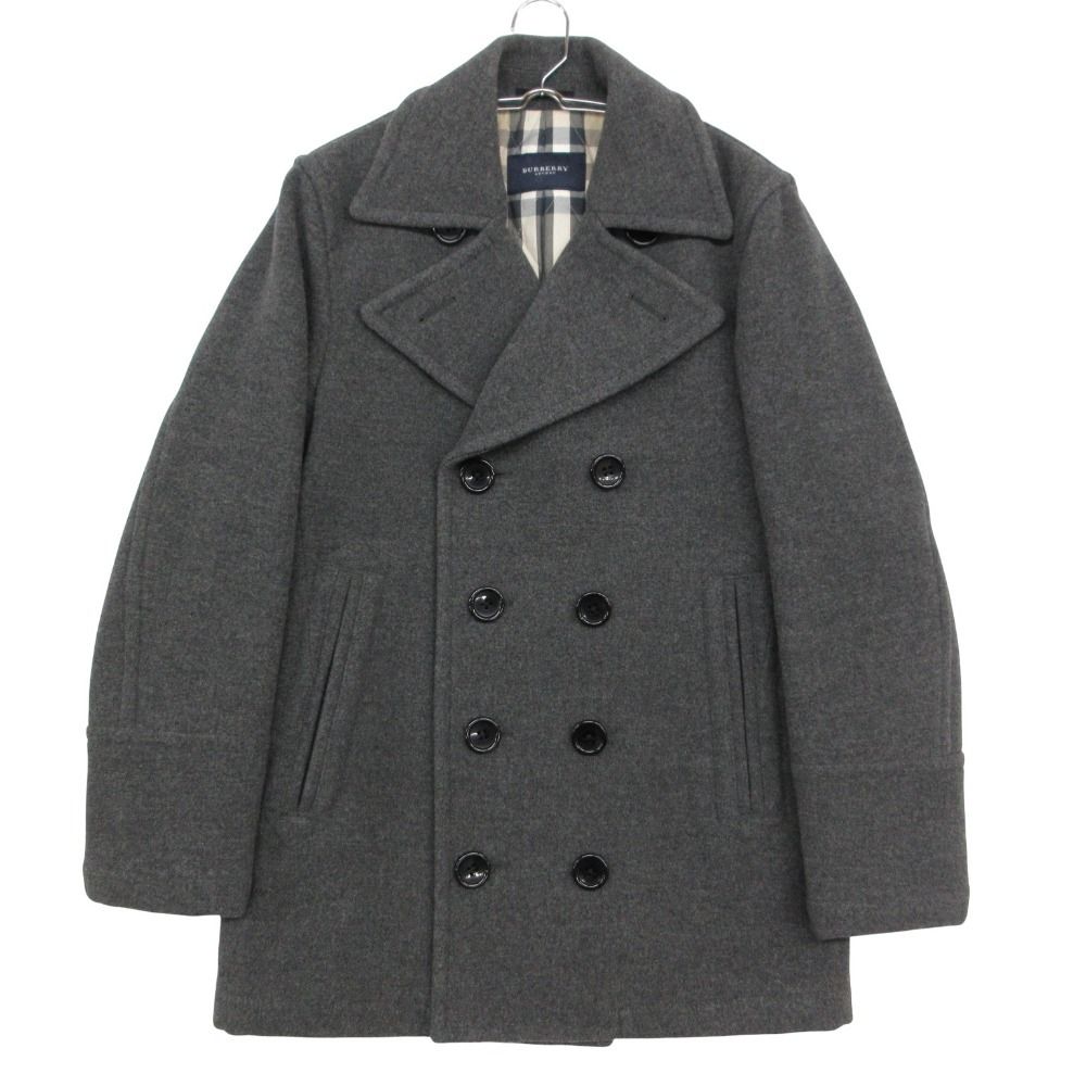 BURBERRY LONDON バーバリーロンドン ピーコート Pコート ミドル丈 ウール 裏地付き スリット 8B グレー M【M】 メンズ 【中古】