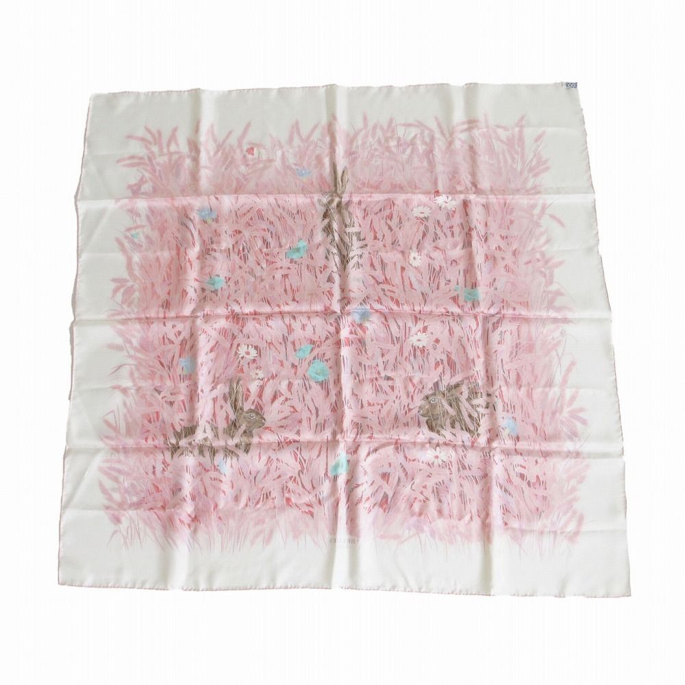 美品 HERMES エルメス スカーフ シルク カレ90 LAPINS DANS UN CHAMP