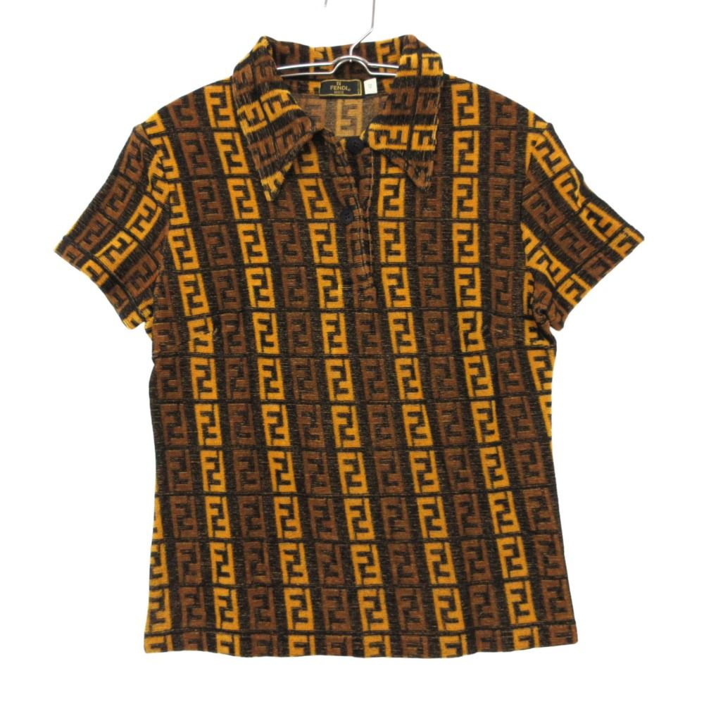 美品 FENDI フェンディ ポロシャツ 半袖 ズッカ柄 FF パイル地 Vintage ヴィンテージ トップス イタリア製 ブラウン 42【M】 レディース 【中古】 26,000円
