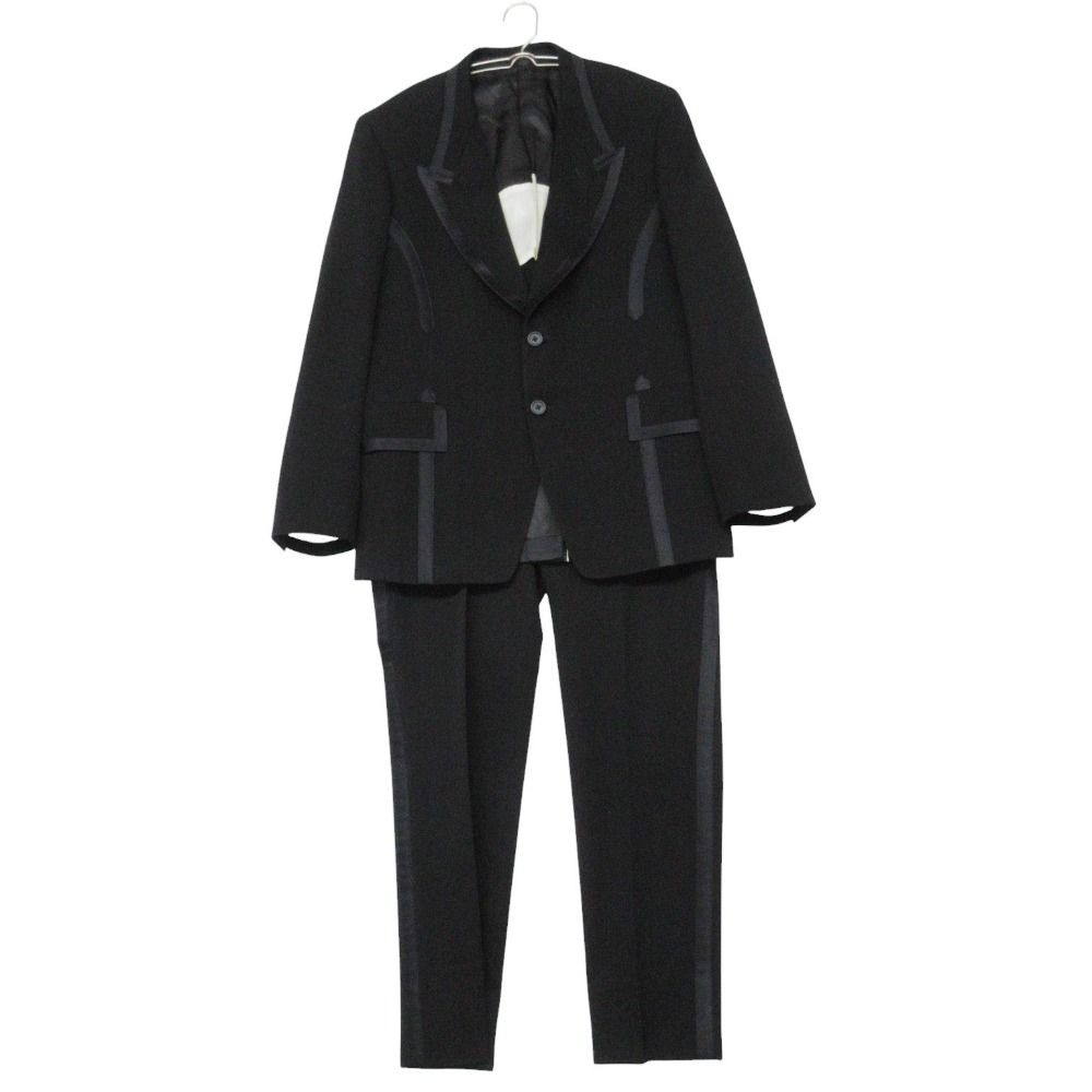 新品同様 PAUL SMITH COLLECTION ポールスミスコレクション スーツ セットアップ ピークドラペル パイピング トリミング テーラード ジャケット 2B ブレザー スラックス パンツ ブラック LX メンズ