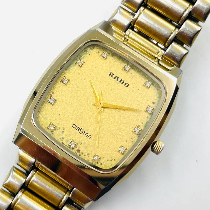 RADO ラドー DIASTAR Quartz 11P Crystal Gold Textured Dial Ref
