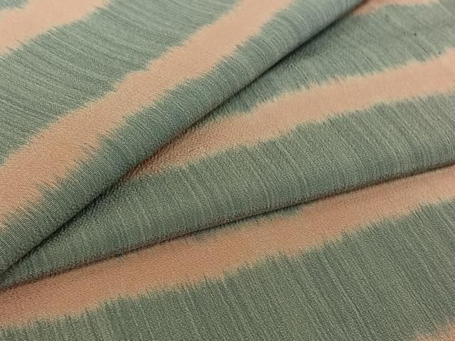 平和屋着物▽お召　単衣　横段文　正絹　逸品　AABI7073jh