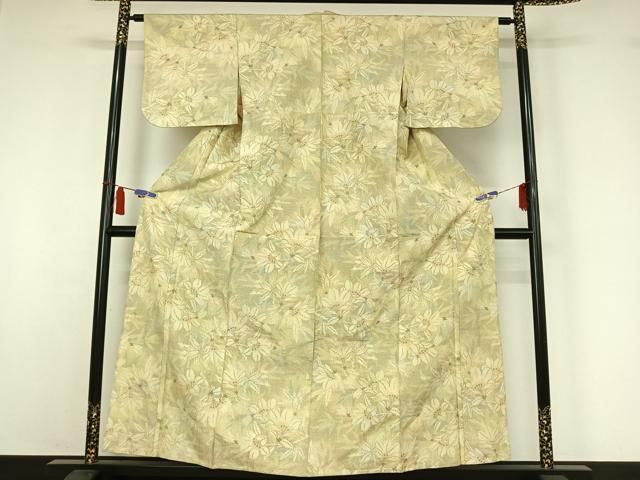平和屋着物▽上質な紬　単衣　草花文　正絹　逸品　AABI7076jh 22,776円