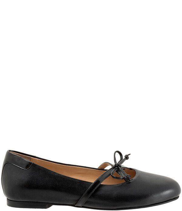 トロッターズ レディース シューズ パンプス レザー Trotters Carissa Leather Bow Strap Ballerina Flats Black ブラック