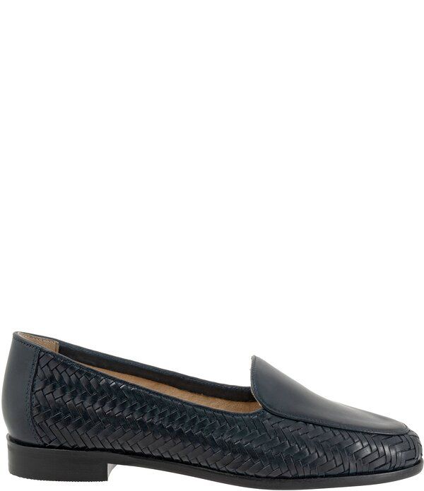 トロッターズ レディース シューズ パンプス レザー ローファー Trotters Lyric Woven Leather Loafers Navy ネイビー