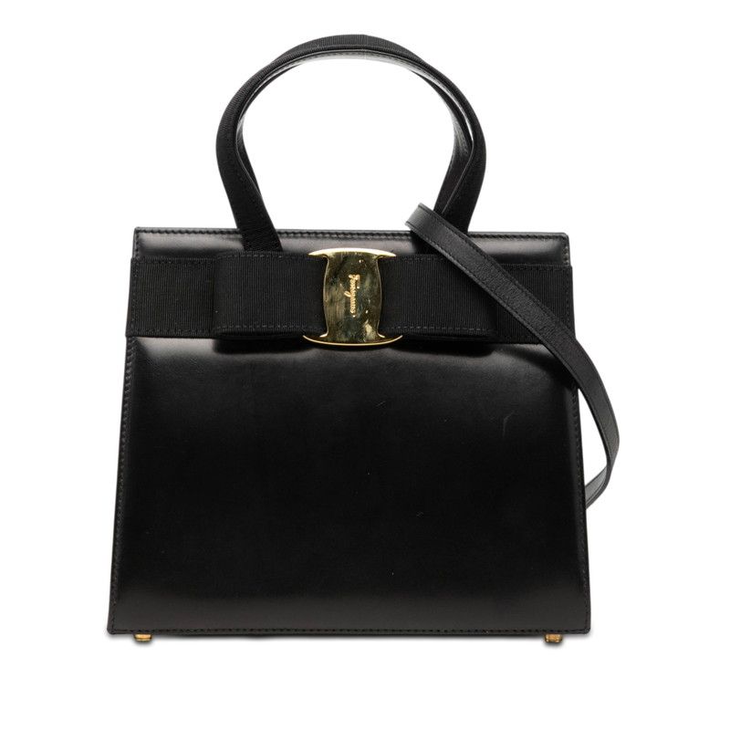 サルヴァトーレフェラガモ ヴァラリボン ハンドバッグ ショルダーバッグ 2WAY BA214178 ブラック レザー レディース Salvatore Ferragamo【214-75122】