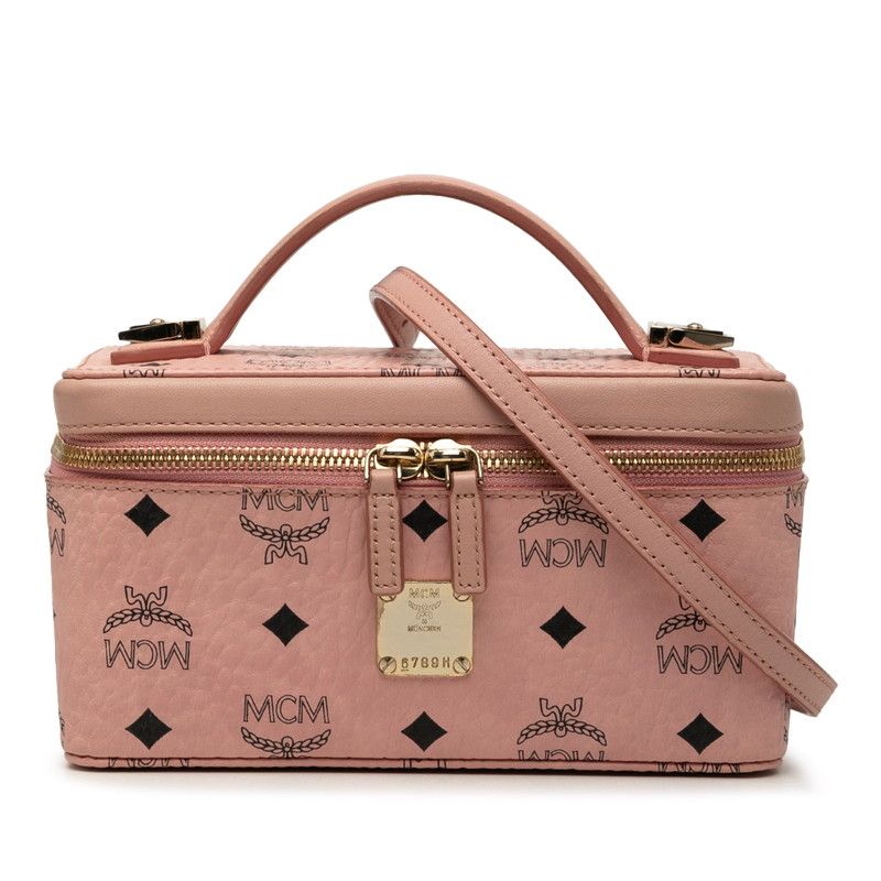 エム シー エム ヴィセトス ロゴグラム ハンドバッグ ショルダーバッグ 2WAY ピンク PVC レザー レディース MCM【1-0277493】