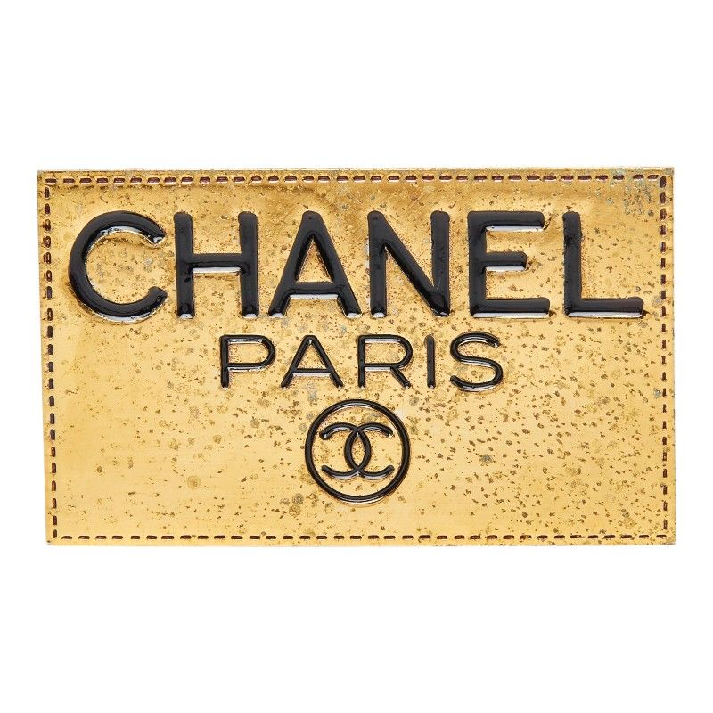 CHANEL ロゴ置物 ゴールド シャネル ロゴプレート ブローチ ゴールド メッキ レディース CHANEL