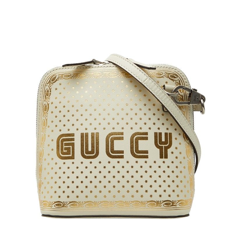 グッチ ×SEGA GUCCY 斜め掛け ショルダーバッグ 511189 オフホワイト ゴールド レザー レディース GUCCI【1-0279265】
