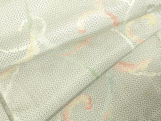 平和屋着物▽上質な紬　単衣　唐草　正絹　逸品　DABF3303op 22,750円
