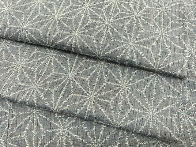 平和屋着物▽上質な紬　単衣　麻の葉文様　正絹　逸品　BAAX2628hv