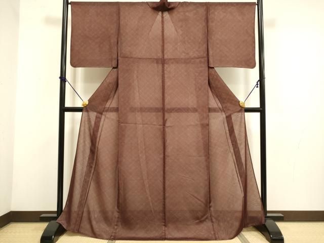 平和屋着物▽上質な小紋　無双　紗袷　紗×絽　格子　正絹　逸品　DABF5887du