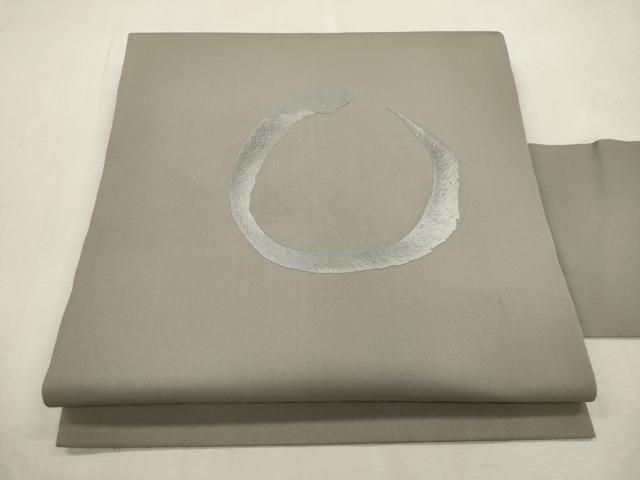 平和屋着物●塩瀬　九寸名古屋帯　総刺繍　丸文　正絹　逸品　CABI7342dy