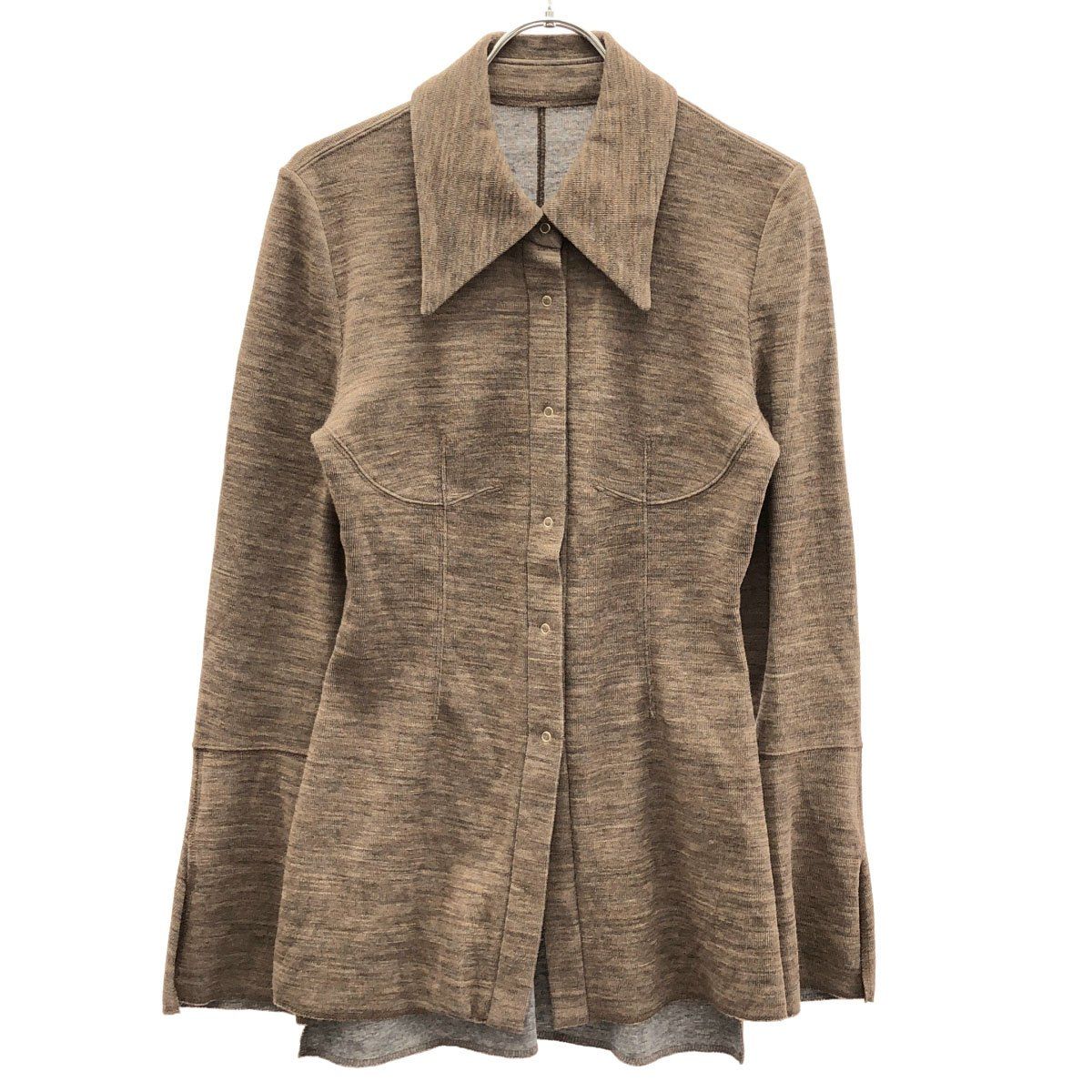 mame kurogouchi マメ クロゴウチ 24AW Wool Reversible Jersey Shirt ウールブレンドジャージーシャツ MM24FW-JS074 ブラウン 1