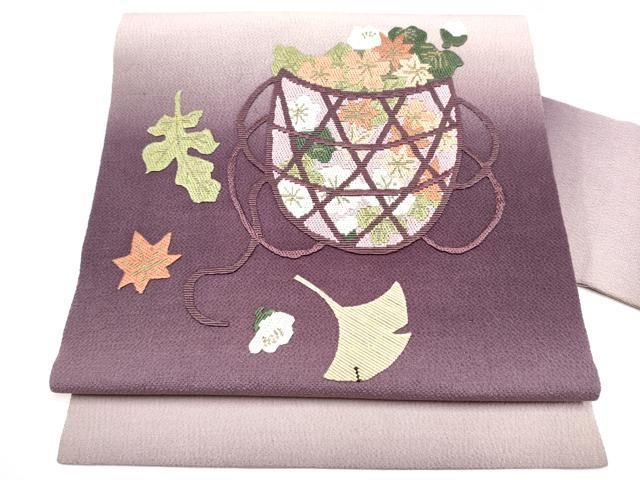 平和屋着物●九寸名古屋帯　絽刺し　区限刺繍　金糸　鬼しぼ縮緬　正絹　逸品　CABI8941hy