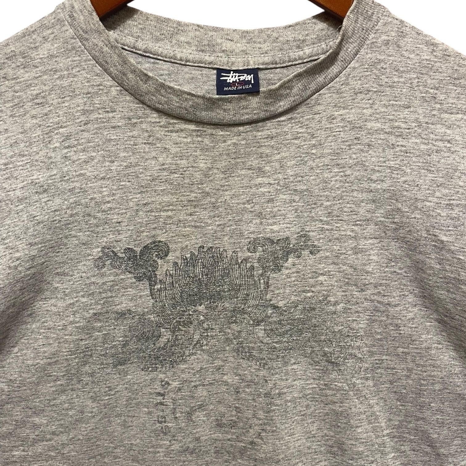 USA製 90s STUSSY “DRAGON” S/S Tee 灰 L ステューシー ドラゴン Tシャツ グレー